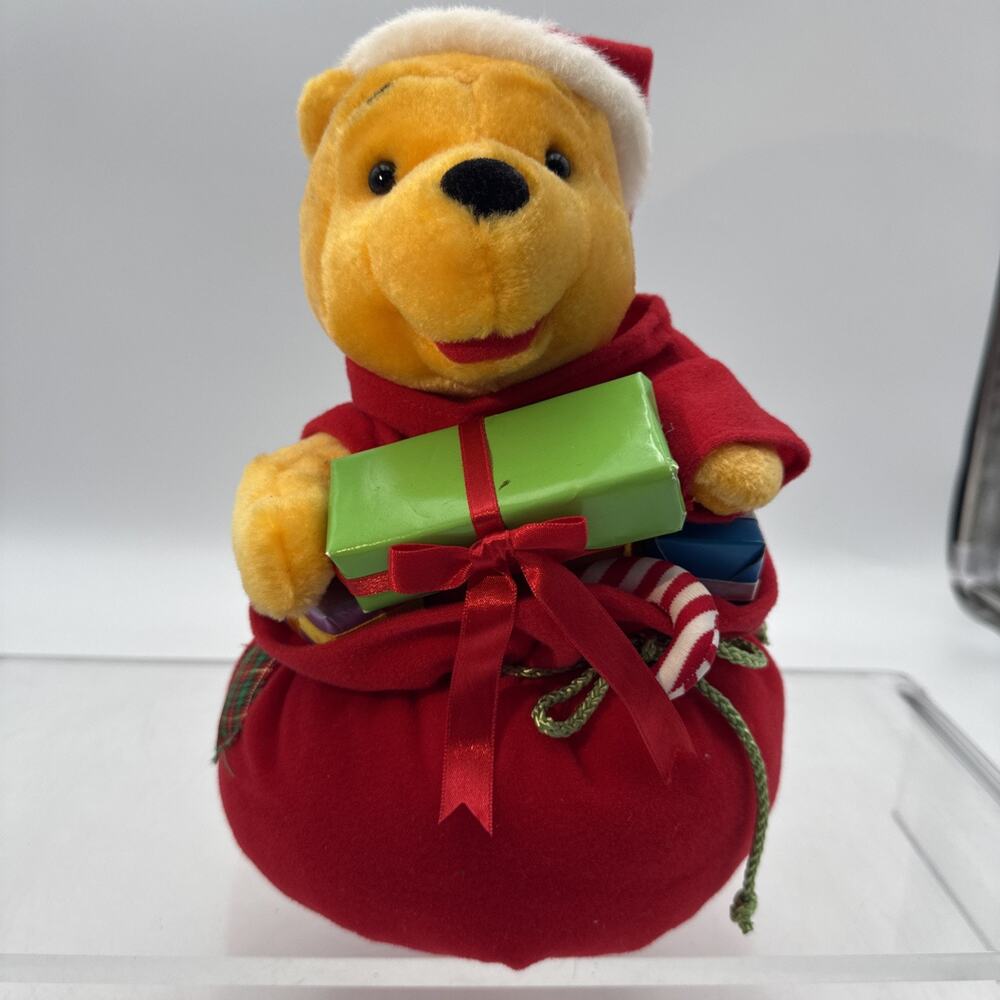 Disney Winnie the Pooh Animated Musical Christmas Telco Santa Bag Gifts Works!⬇️